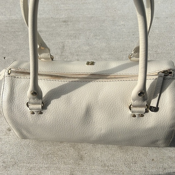 Vintage Y2K Kate Spade White Leather Barrel Satchel Handbag - Picture 6 of 11